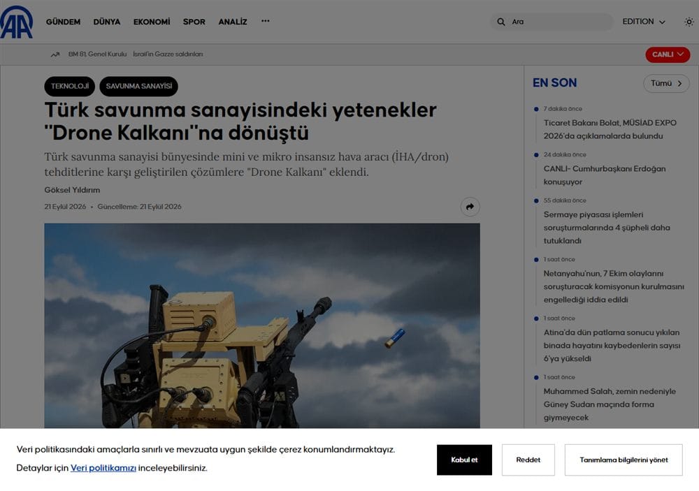 Anadolu Ajansı basın küpürü