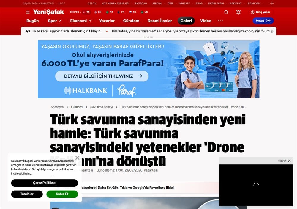 Yeni Şafak basın küpürü