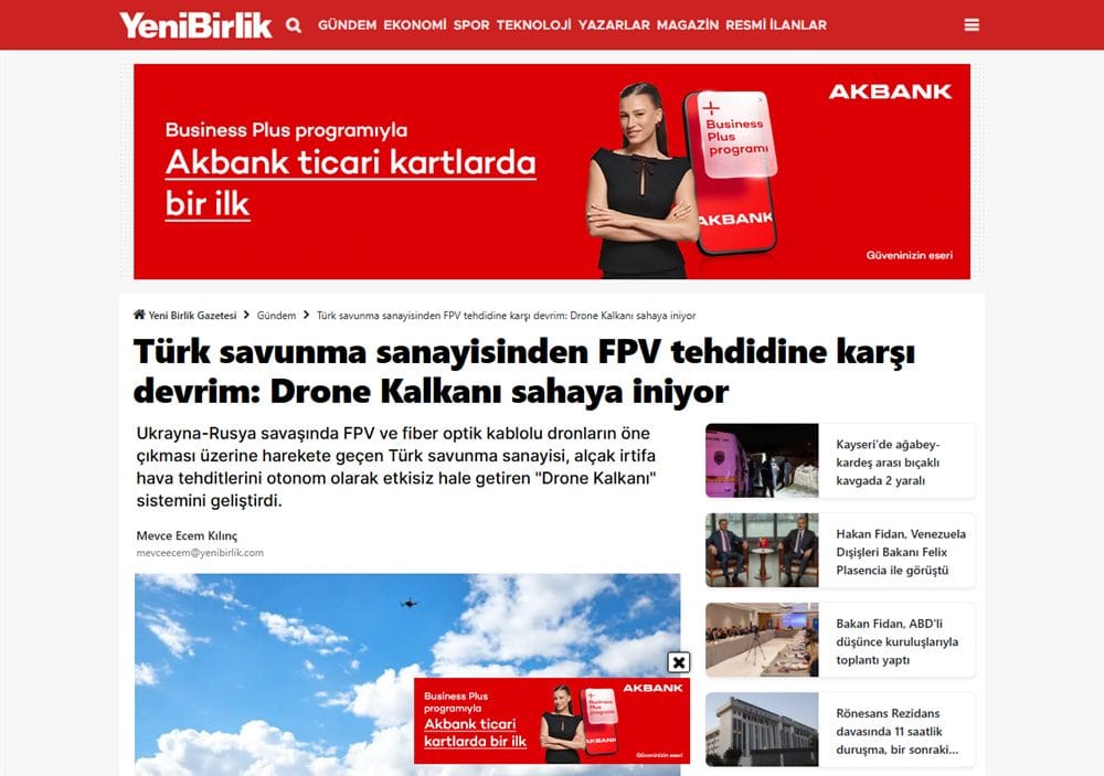 Yeni Birlik basın küpürü