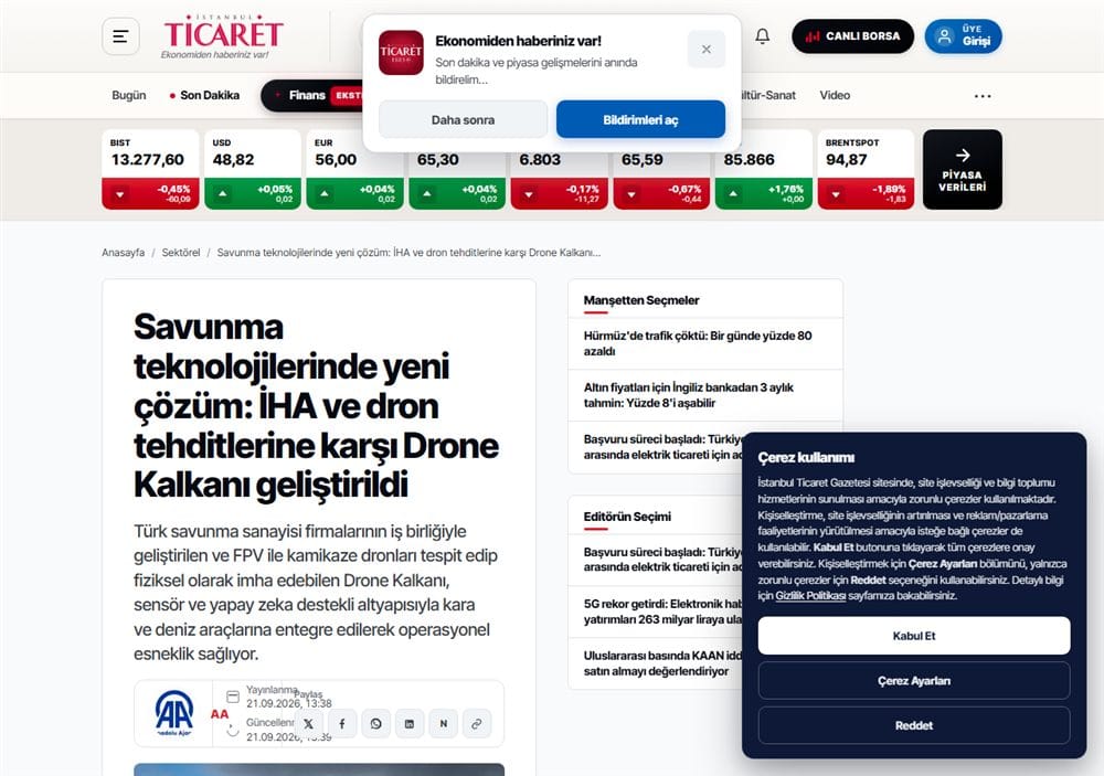 İstanbul Ticaret Gazetesi basın küpürü